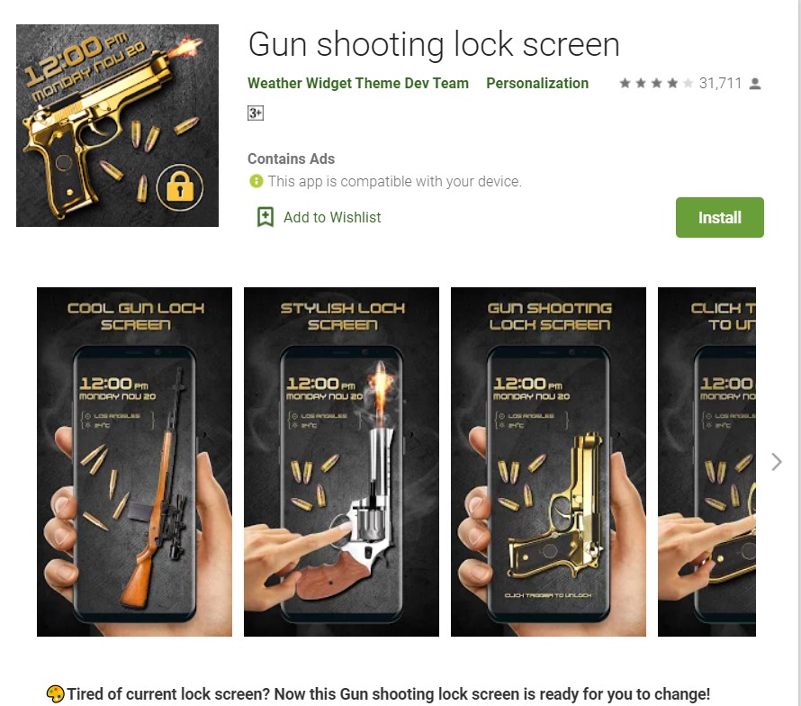 Gun Shooting Lock Screen