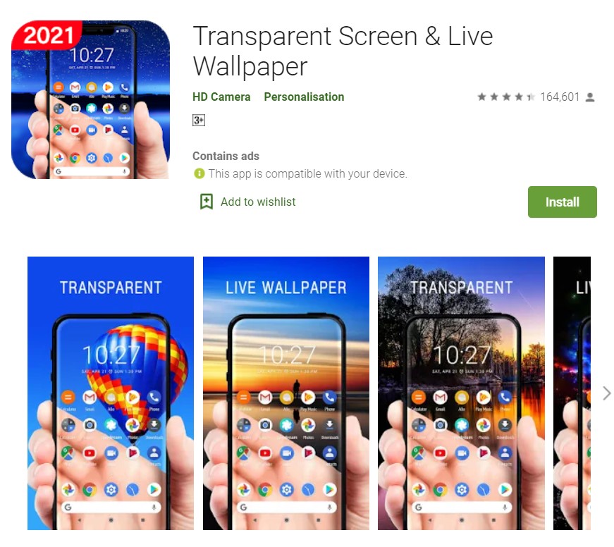 Transparrent Screen & Live Wallpaper