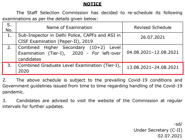 SSC CGL New Exam Date