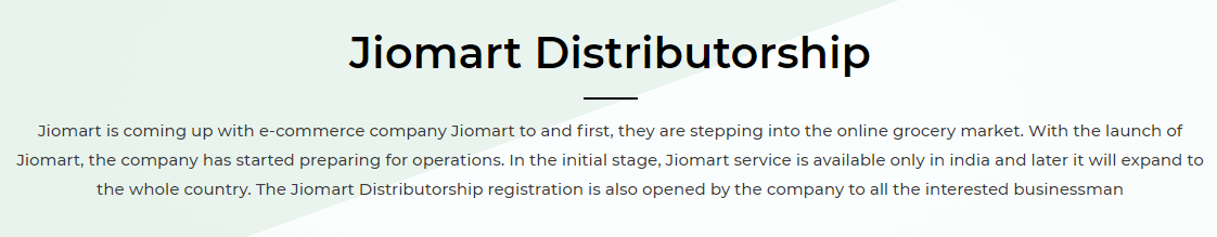 Jiomart Distributorship