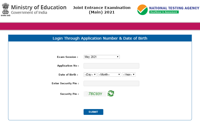 JEE main 2021 Admit Card May 4th phase link
