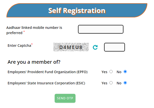 e SHRAM Portal UAN Card Self Registration
