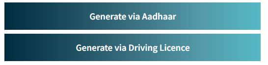 Health ID Generate Option via Aadhar or DL