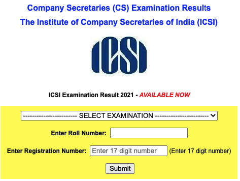 ICSI CS Result direct link 2021