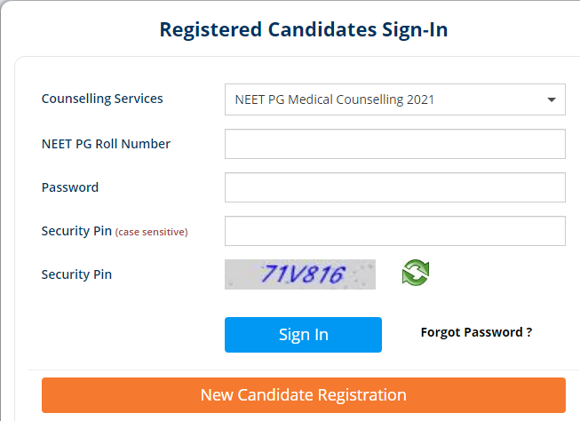 NEET PG Counselling Registration Link