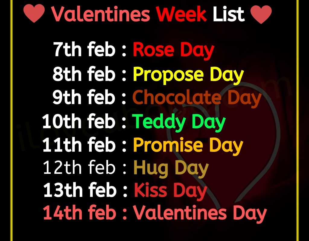 Valentine Week List 2022 With Date