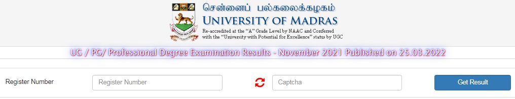 Madras University Degree Result 2022