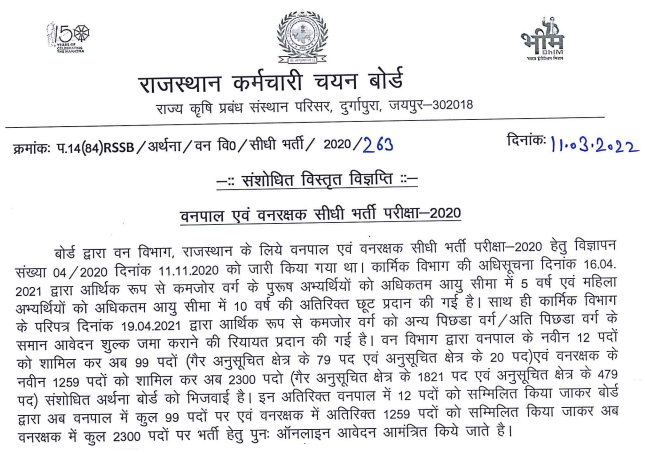 Rajasthan Forest Guard Recruitment 2022