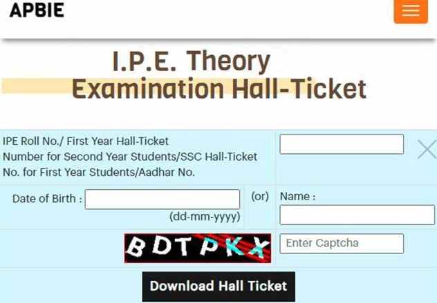 BIEAP Inter Exam Hall Ticket download