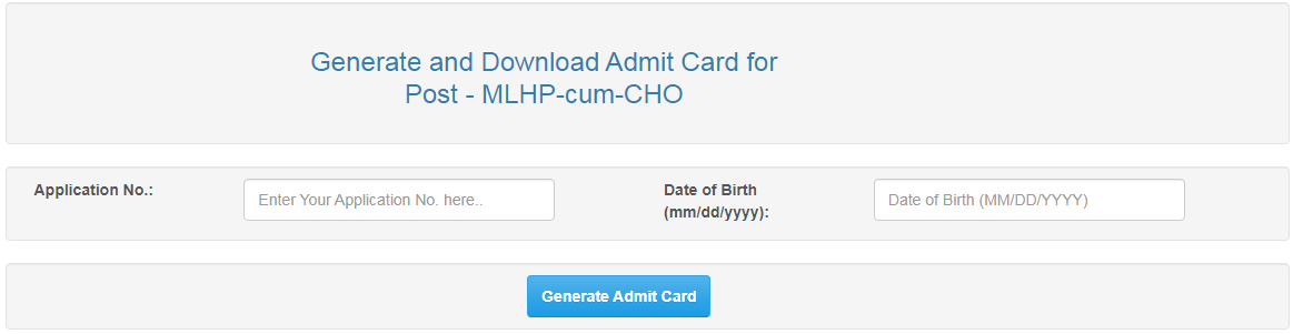 Haryana MLHP cum CHO Admit Card 2022