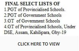 DSE Assam GT PGT Merit List 2022 Selection List