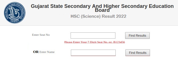 GSEB HSC Result 2022 Science