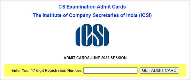 ICSI CS Admit Card 2022