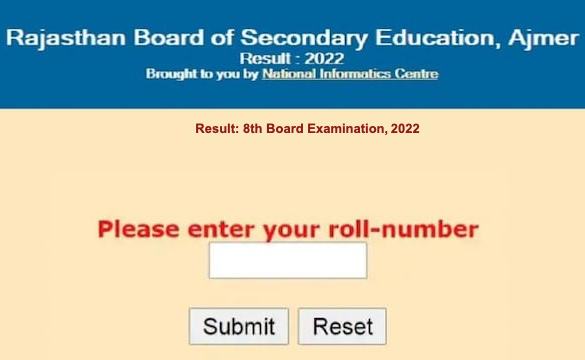 8th board result 2022 rajasthan