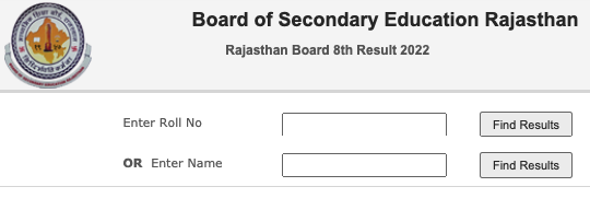 Rajasthan Board 8th Result 2022 Name Wise