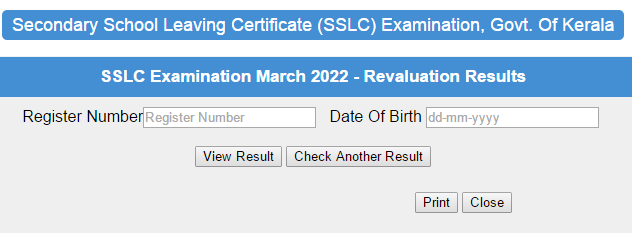 Kerala SSLC Revaluation Result 2022 link