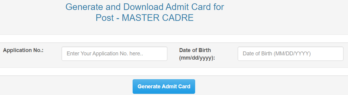 Punjab Master Carde Teacher Admit Card