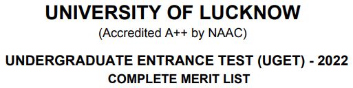 Lucknow University UG Merit list 2022 PDF