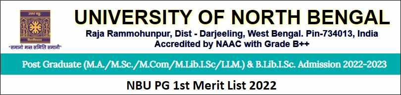 NBU PG 1st Merit List 2022