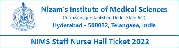 NIMS Staff Nurse Hall Ticket 2022