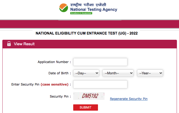 ntaresults.nic.in NEET Result 2022 Link