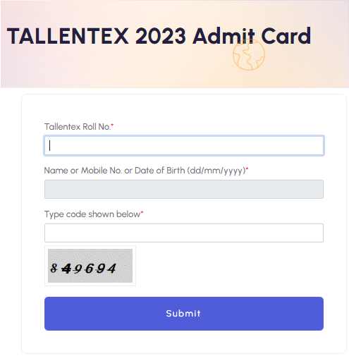 TALLENTEX Admit Card 2023