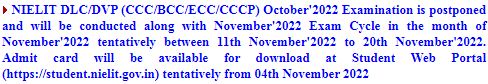 NIELIT CCC Admit Card And Exam Date