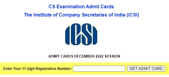 ICSI CS Examination Admit Card Dec
