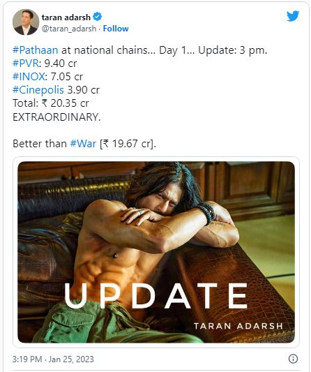 Pathaan Box Office Collection Day 1 in India