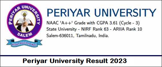 Periyar University UG Result 2023