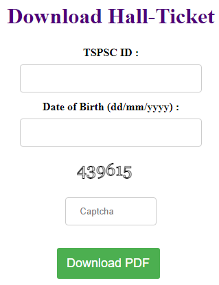 TSPSC TPBO Halll Ticket 2023