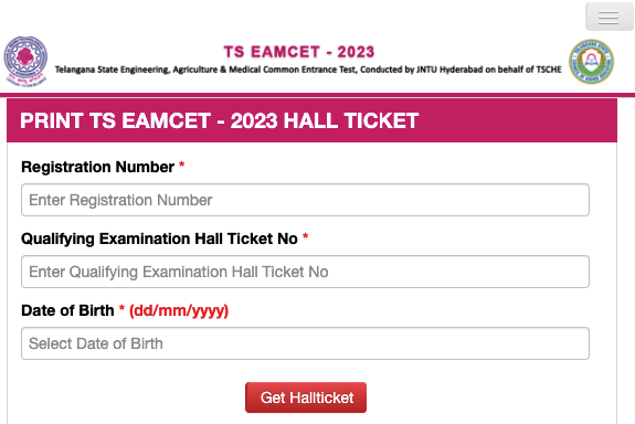 TS EAMCET 2023 Hall Ticket Download