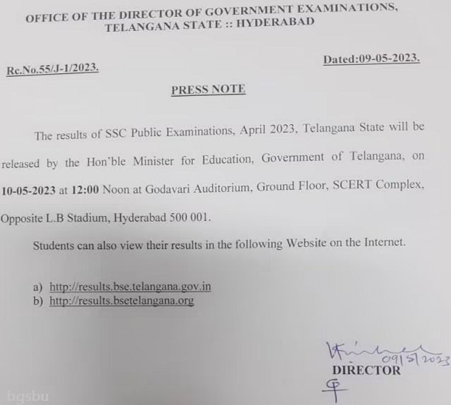 results.bse.telangana.gov.in SSC Results 2023 Marks Memo