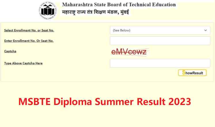 MSBTE Diploma Summer Result 2023