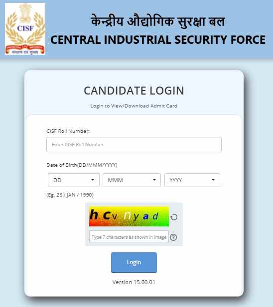 CISF ASI, Constable Admit Card