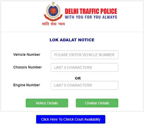Delhi Traffic Police Lok Adalat Notice