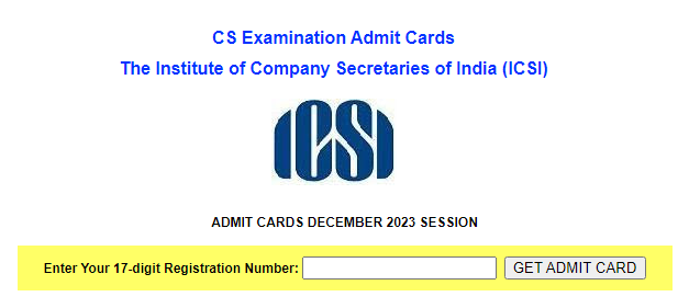 ICSI CS Admit Card 2023