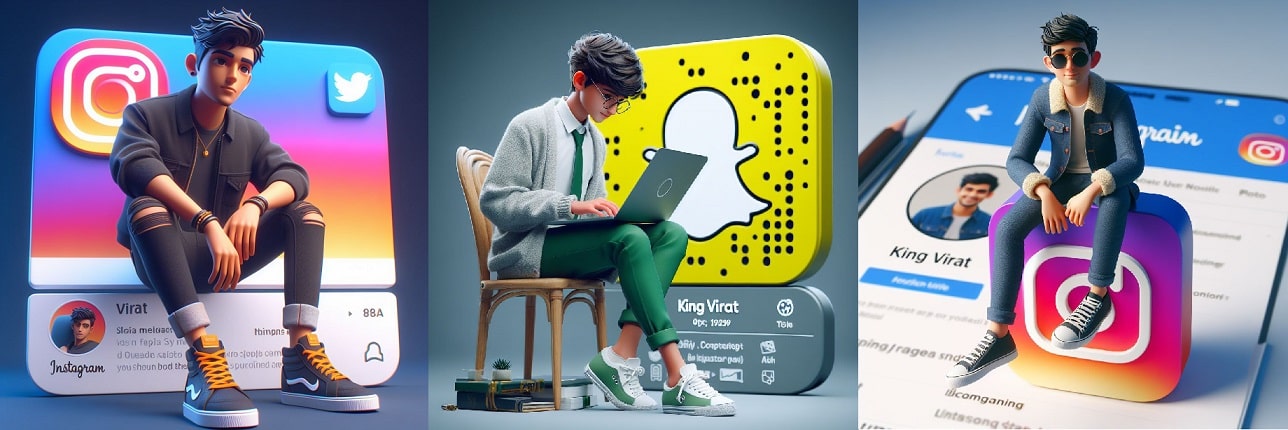 3D Social Media Image for Instagram, Snapchat, Facebook